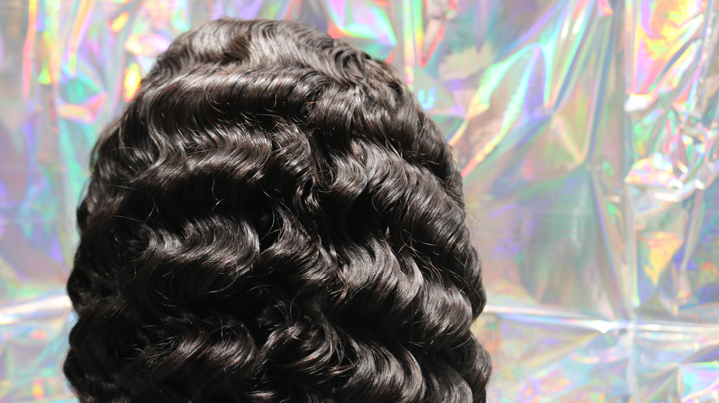 Midnight Waves: Black Wet & Wavy Wig