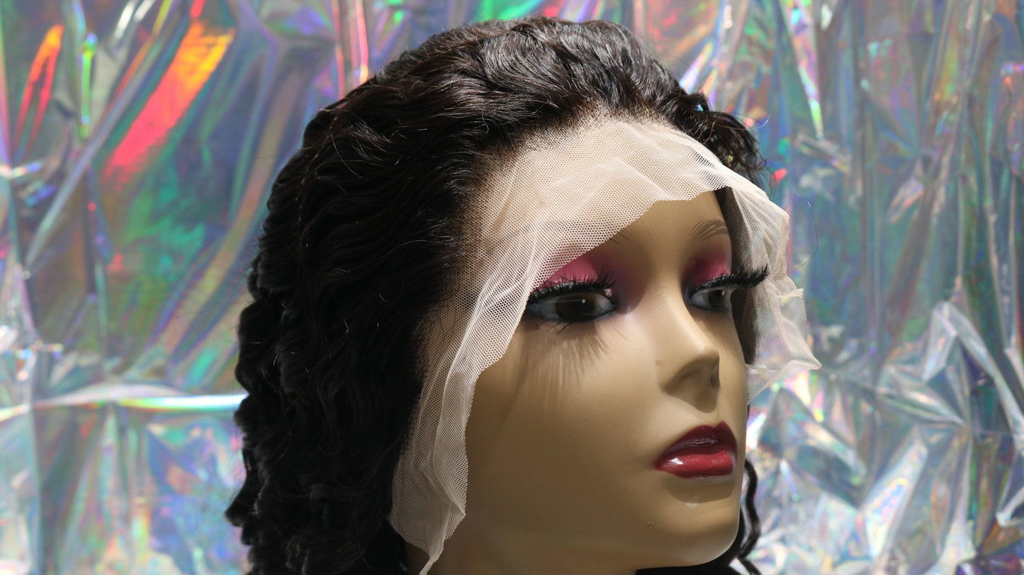 Midnight Waves: Black Wet & Wavy Wig