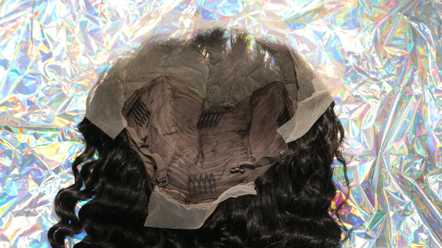 Midnight Waves: Black Wet & Wavy Wig