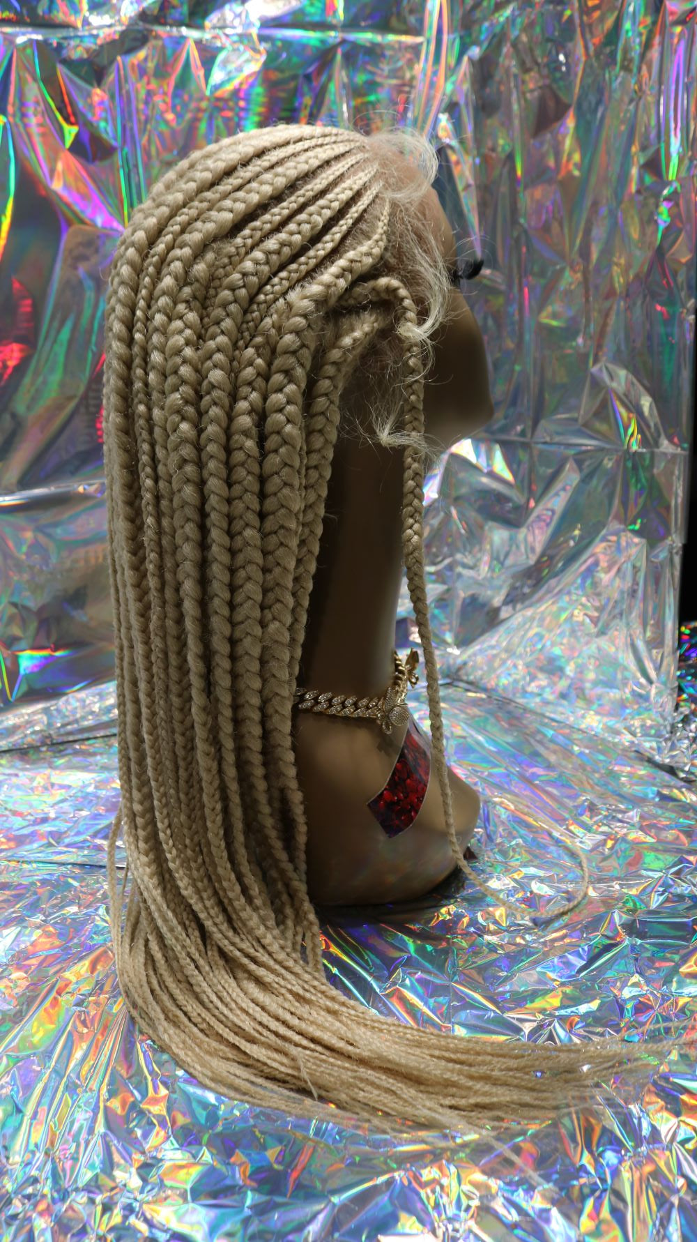 Blonde Lace Front Wig W/ Corn Row Braids 22" Length