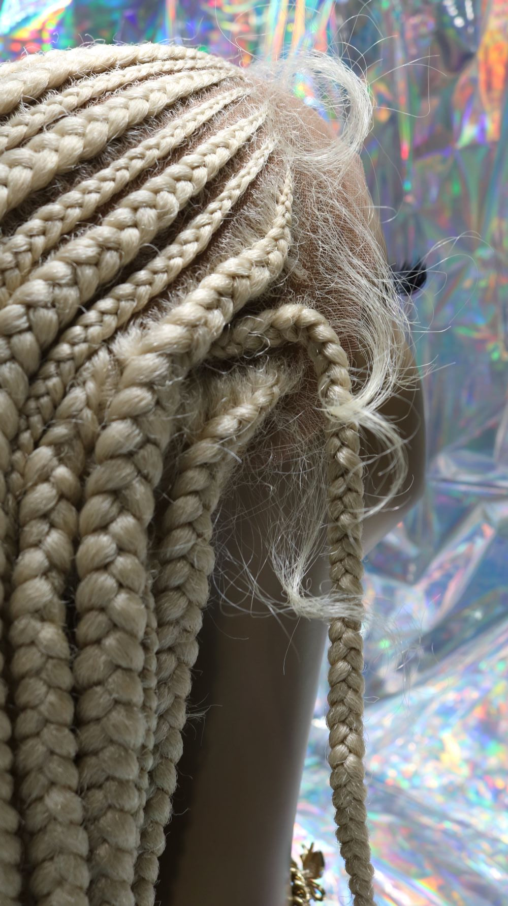 Blonde Lace Front Wig W/ Corn Row Braids 22" Length