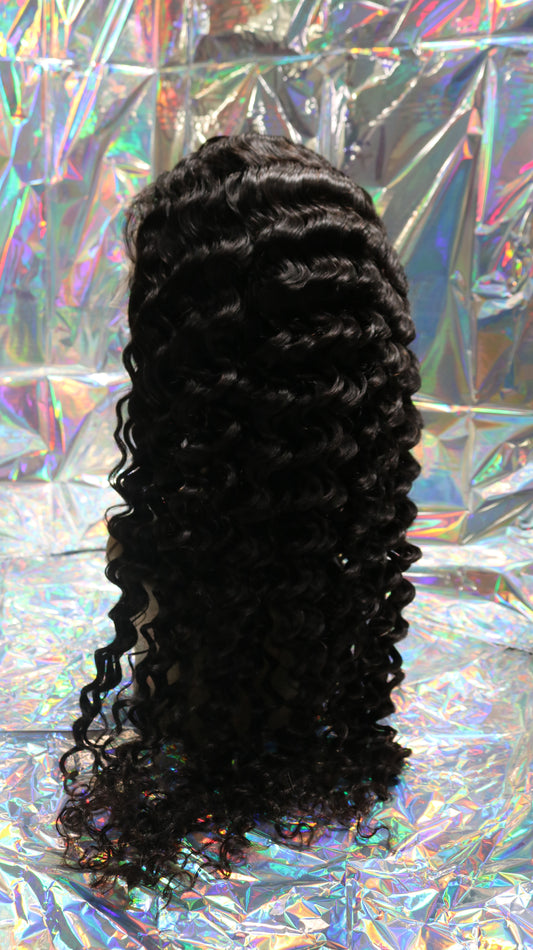 Midnight Waves: Black Wet & Wavy Wig